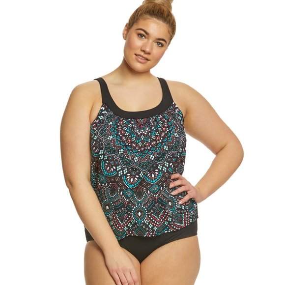 Coco Reef Tankini Set Plus Size Ultra Fit Bra Sized Underwire 2 PIECE 24W/46DD - Picture 2 of 13